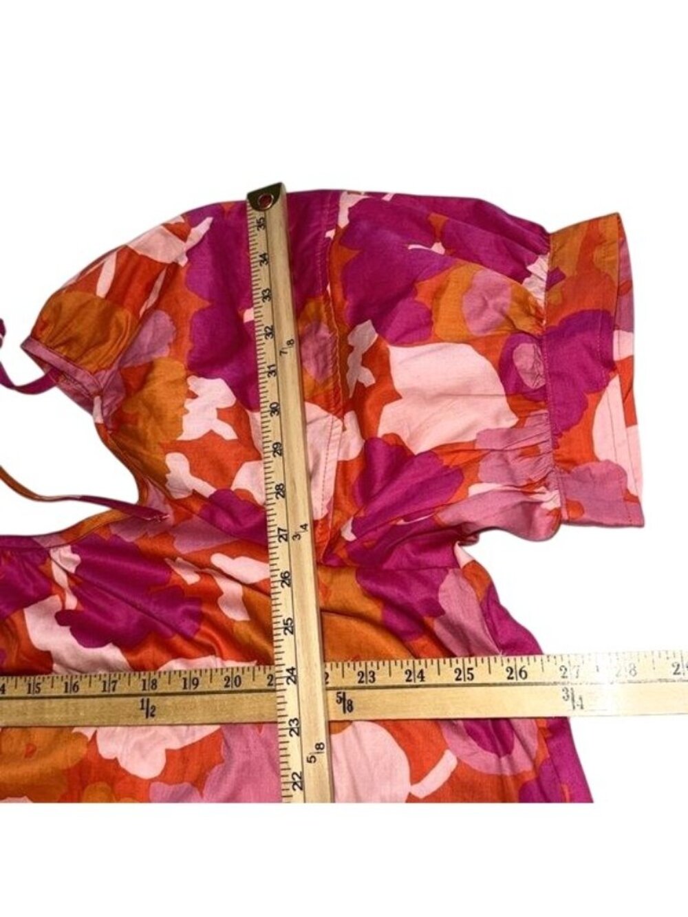 Free Assembly Womens Floral Puff Sleeve Dress XL 100% Cotton - Picture 8 of 8
